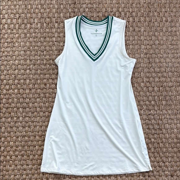 Tuckernuck White Mini Dress with Green Trim - Picture 2 of 5